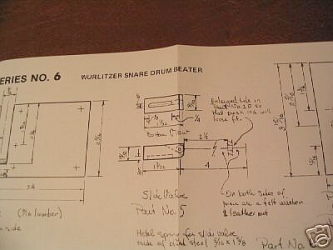 Wurlitzer snare drum beater plans by W.J. Kerchner